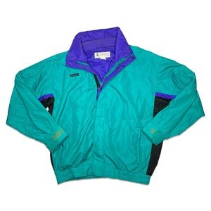 Vintage 90s Columbia Teal Purple Black Windbreaker Bugaboo  Winter Ski Jacket